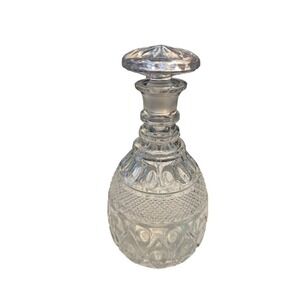 Vintage Crystal Decanter Etched Glass Bottle Stopper Barware